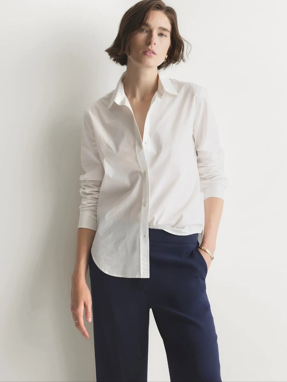 QUINCE 100% Organic Cotton Poplin Long Sleeve Shirt Classic White Size Large